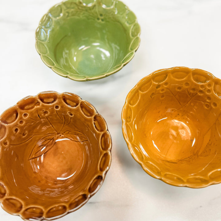 Creative Coop Holiday Debossed Stoneware Scalloped Bowl