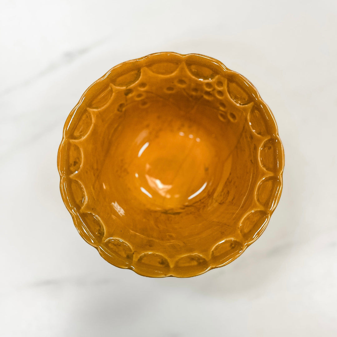 Creative Coop Holiday Debossed Stoneware Scalloped Bowl