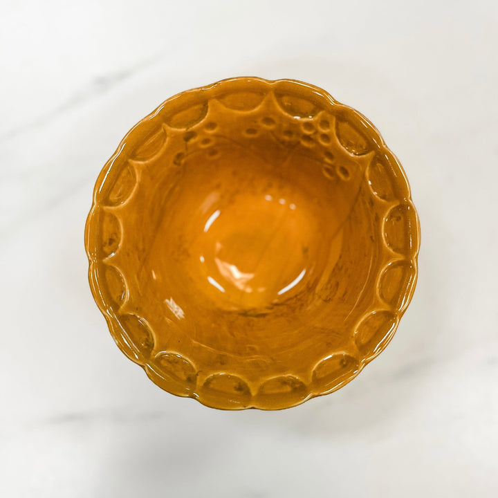 Creative Coop Holiday Debossed Stoneware Scalloped Bowl