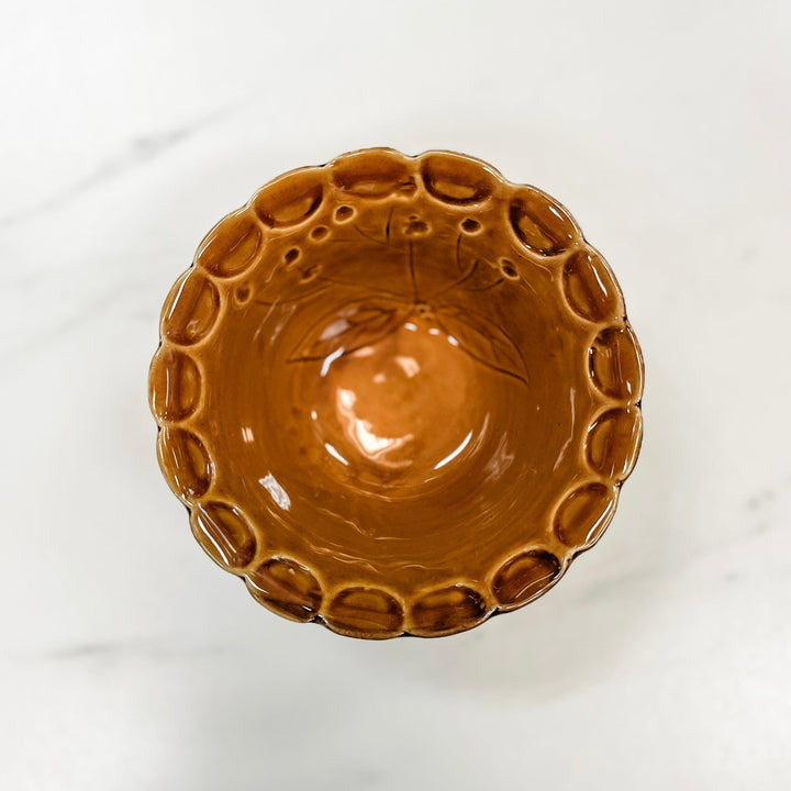 Creative Coop Holiday Debossed Stoneware Scalloped Bowl