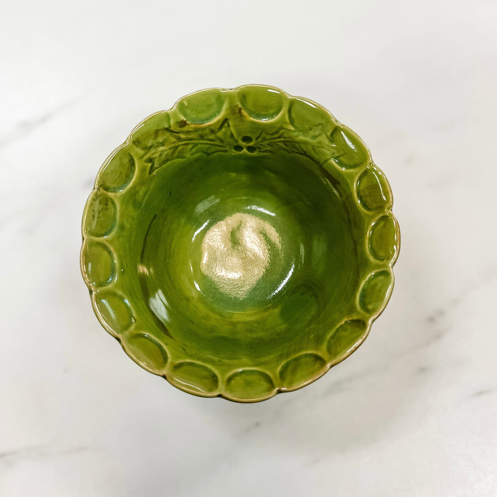 Creative Coop Holiday Debossed Stoneware Scalloped Bowl