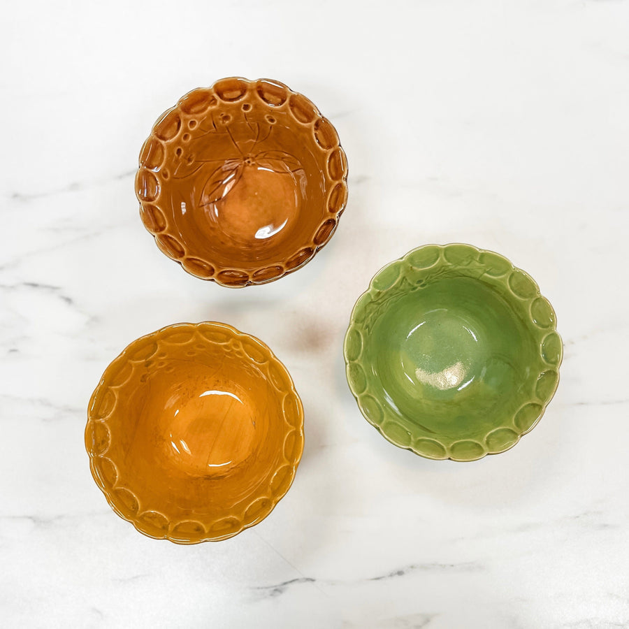 Creative Coop Holiday Debossed Stoneware Scalloped Bowl