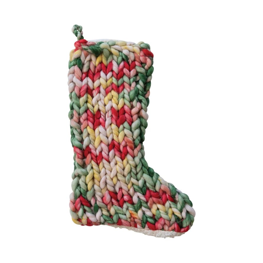 Creative Coop Holiday Decor Knit Stocking w/ Sherpa Back