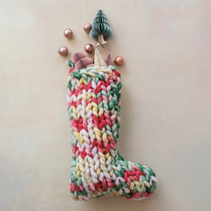 Creative Coop Holiday Decor Knit Stocking w/ Sherpa Back