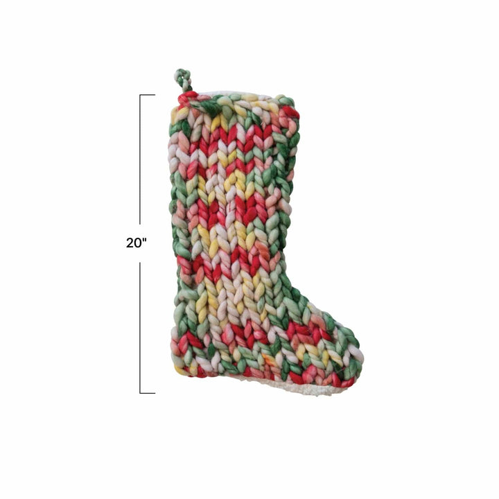 Creative Coop Holiday Decor Knit Stocking w/ Sherpa Back