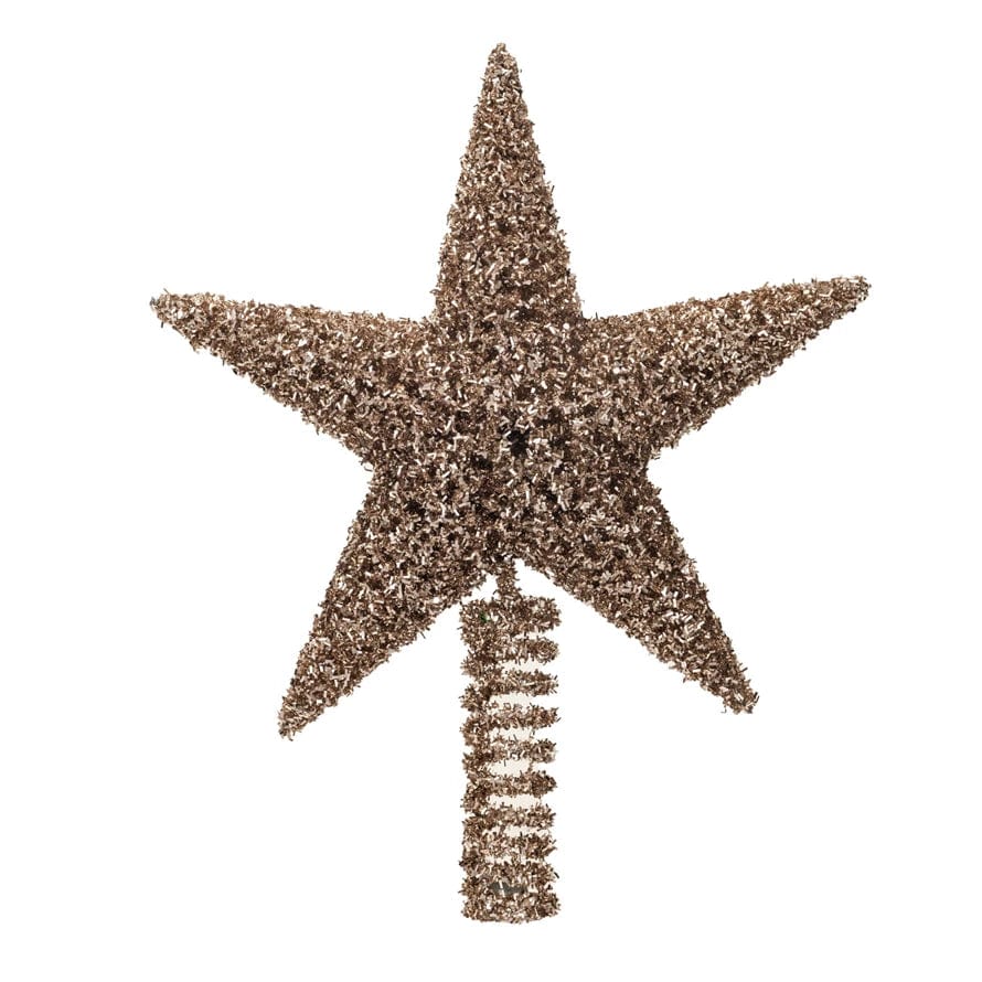 Creative Coop Holiday Decor Plastic & Metal Star Tree Topper, Gold Finish