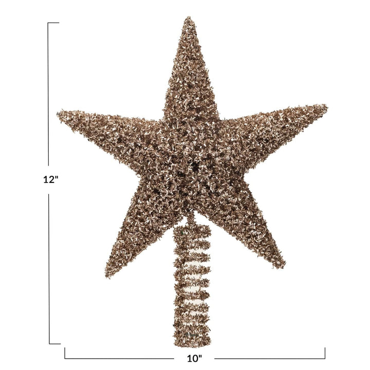 Creative Coop Holiday Decor Plastic & Metal Star Tree Topper, Gold Finish