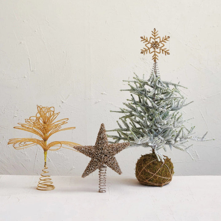 Creative Coop Holiday Decor Plastic & Metal Star Tree Topper, Gold Finish