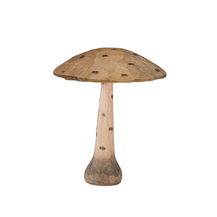 Creative Coop Holiday Decor Small Carved Wood Mushroom w/ Dots, Natural