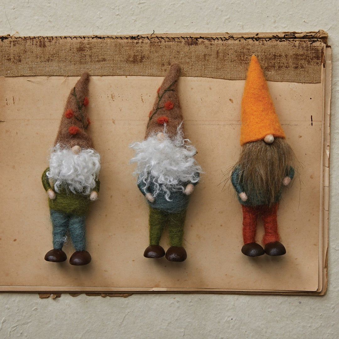 Creative Coop Holiday Decor Wool Felt Gnome Multi-Color | 3 Styles
