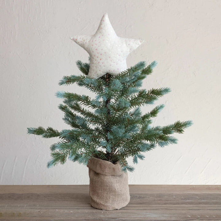 Creative Coop Holiday Decor Wool Felt Star Tree Topper w/ Sequins, Beige