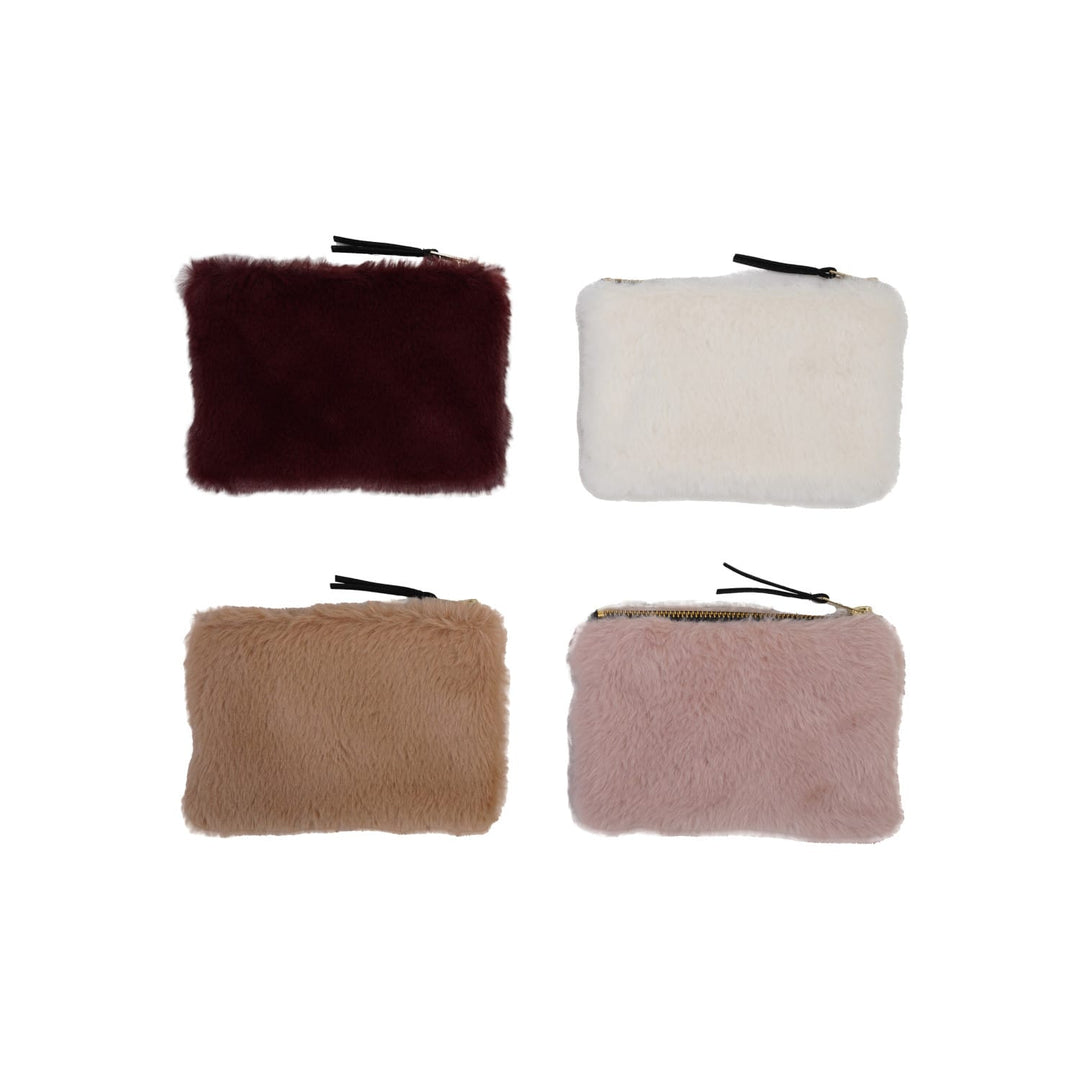 Creative Coop Holiday Faux Fur Fabric Zip Pouch