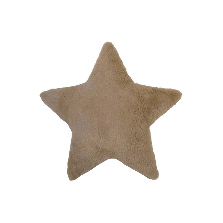 Creative Coop Holiday Faux Fur Star Shaped Pillow, Tan Color