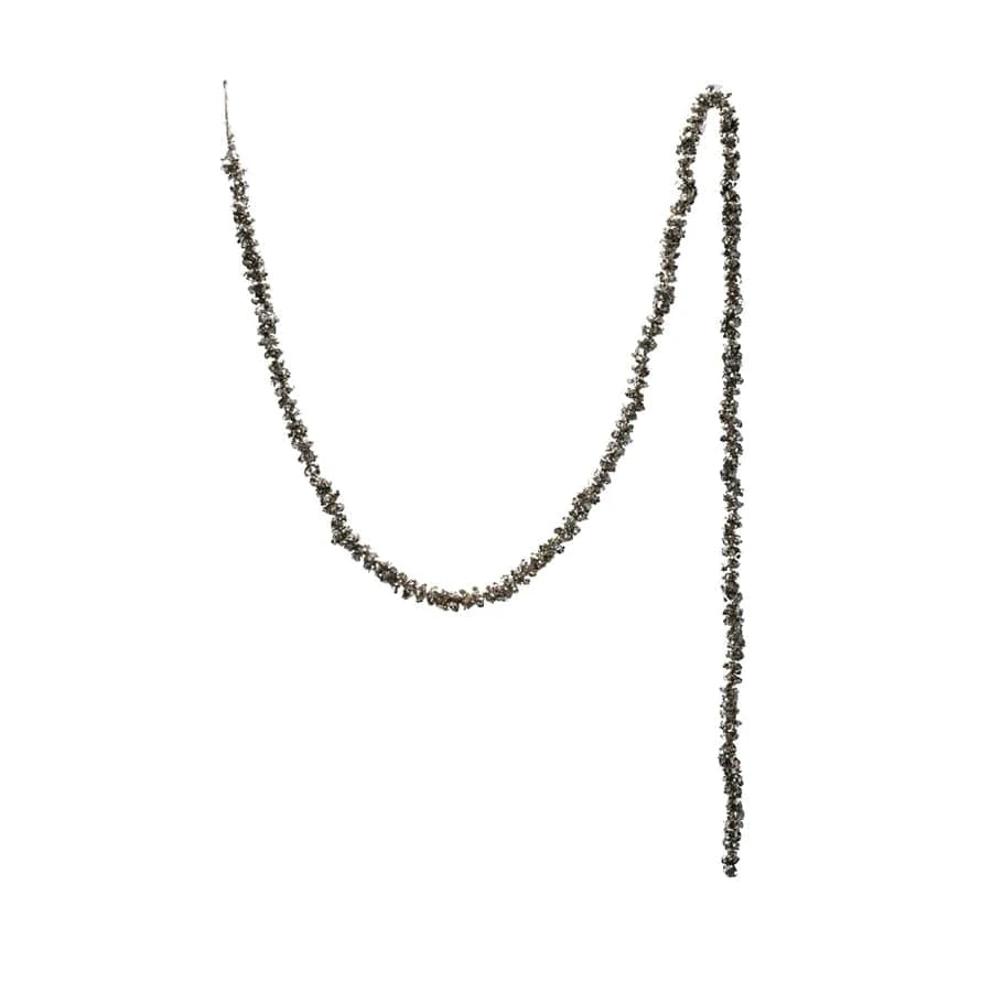 Creative Coop Holiday Foam Ball Garland with Glitter, Champagne Finish