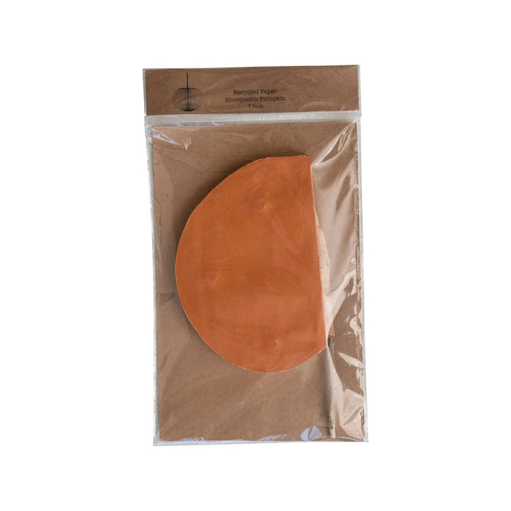 Creative Coop Holiday Folding Honeycomb Pumpkin w/ Dried Natural Twig Stem, Orange