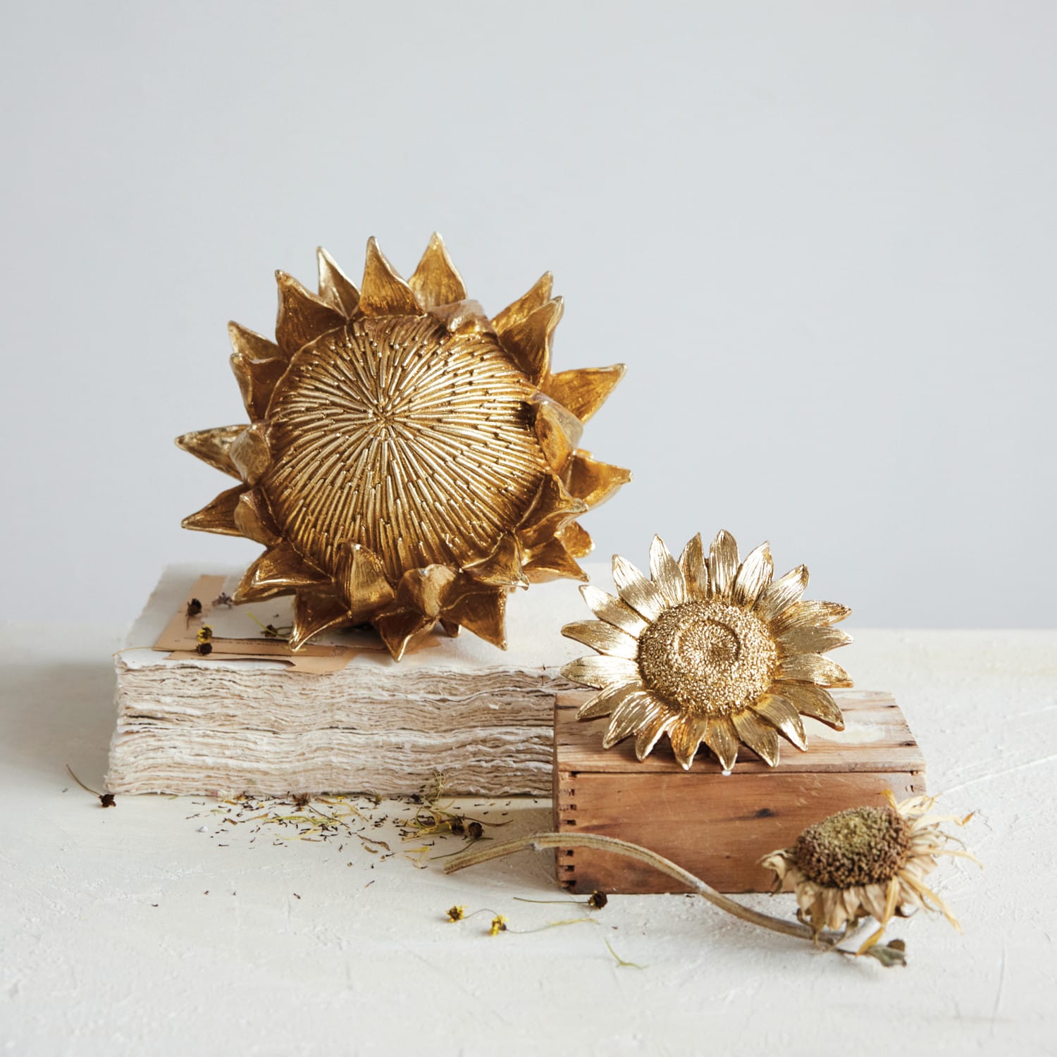 Creative Coop Holiday Gold Sunflower Figurine
