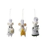 Creative Coop Holiday Handmade Wool Felt Chef Mouse Ornaments