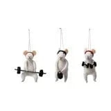Creative Coop Holiday Handmade Wool Felt Workout Mouse Ornament