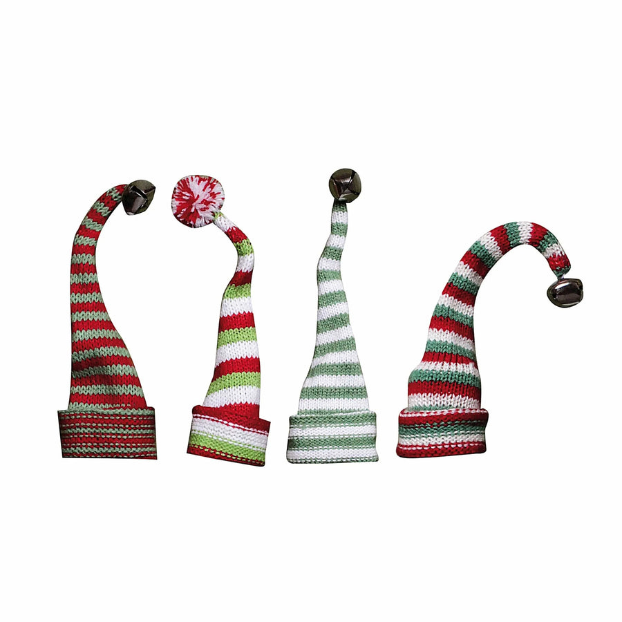 Creative Coop Holiday Knit Hat Bottle Topper, Set of 4