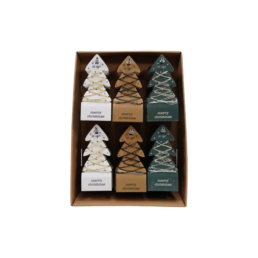 Creative Coop Holiday LED String Lights on Tree Shaped Display Cards