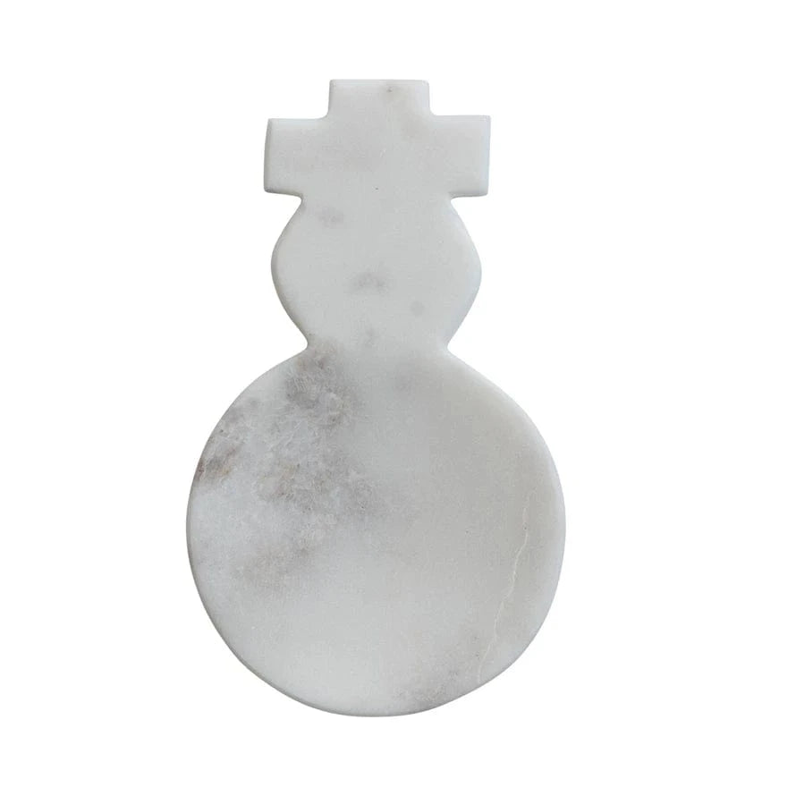 Creative Coop Holiday Marble Snowman Shaped Spoon Rest, White