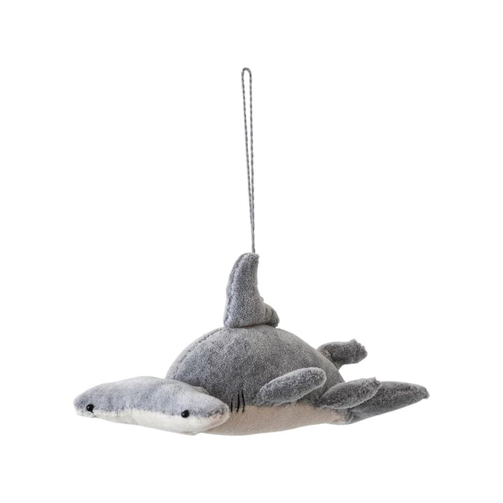 Creative Coop Holiday Ornaments Cotton Velvet Hammer Head Shark Ornament