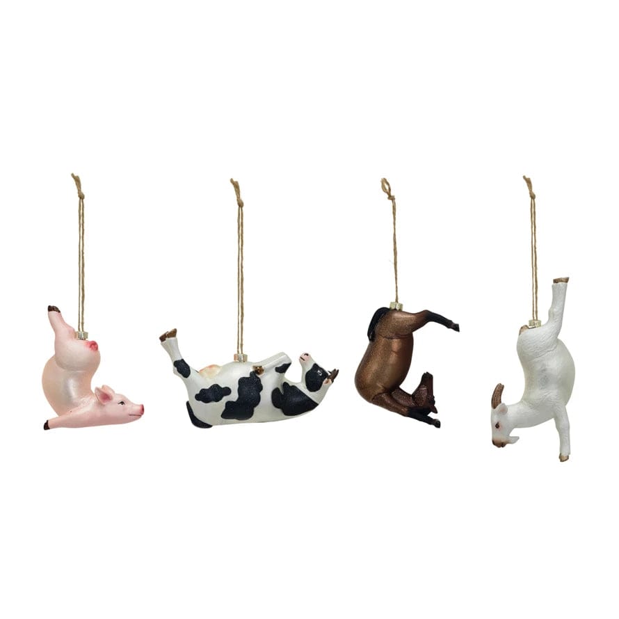 Creative Coop Holiday Ornaments Farm Animal in Yoga Pose Ornament