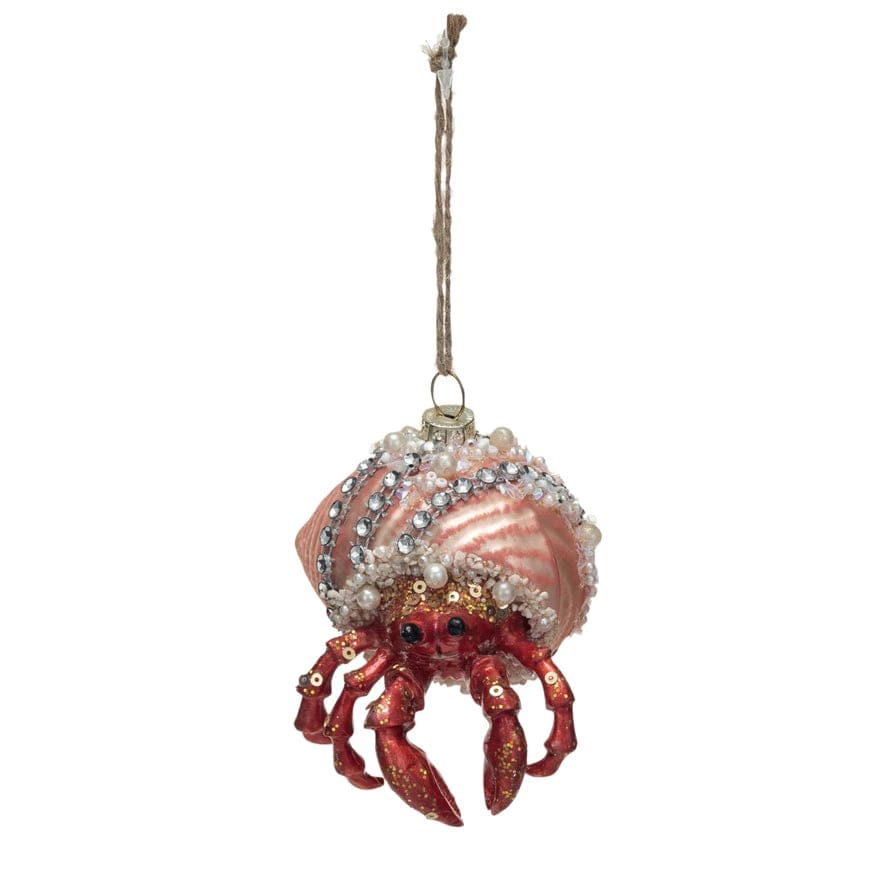 Creative Coop Holiday Ornaments Glass Hermit Crab Ornament w/ Glitter