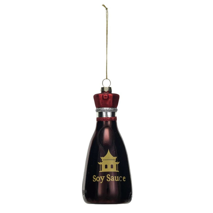 Creative Coop Holiday Ornaments Glass Soy Sauce Bottle Ornament w/ Glitter