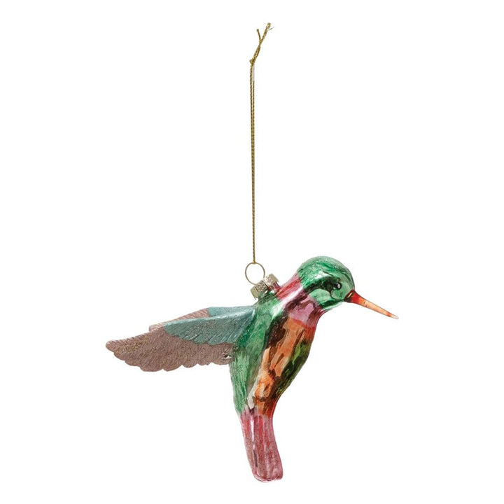 Creative Coop Holiday Ornaments Hand-Painted Glass Hummingbird Ornament W/Glitter