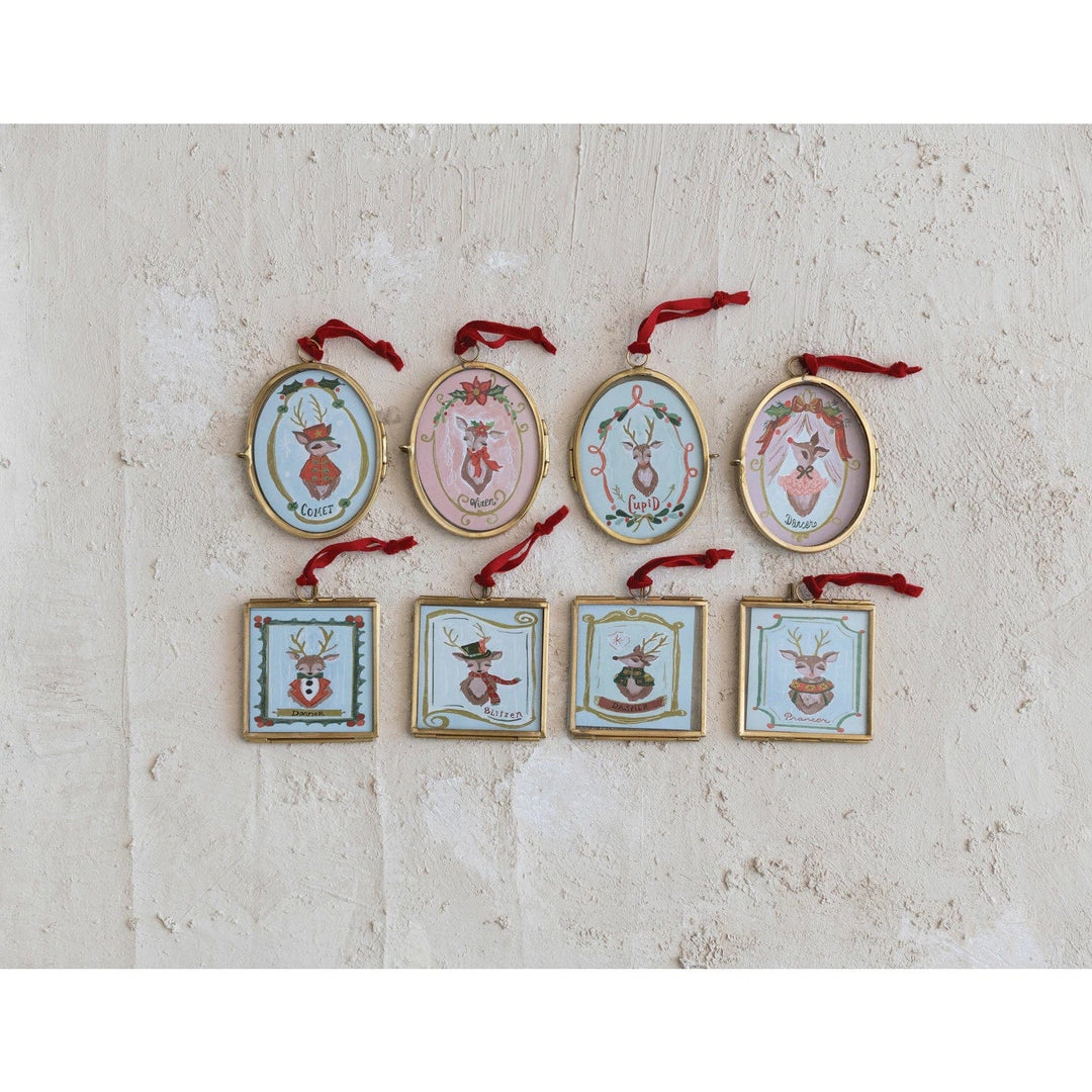 Creative Coop Holiday Ornaments Photo Frame Ornament w/ Velvet Ribbon