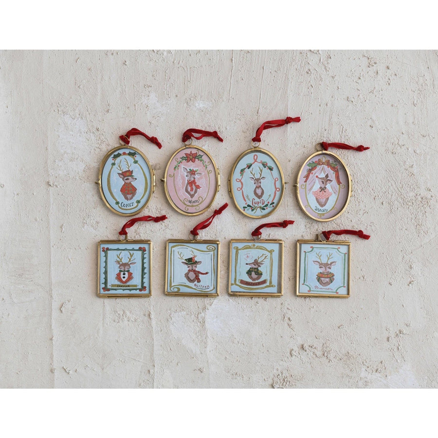 Creative Coop Holiday Ornaments Photo Frame Ornament w/ Velvet Ribbon