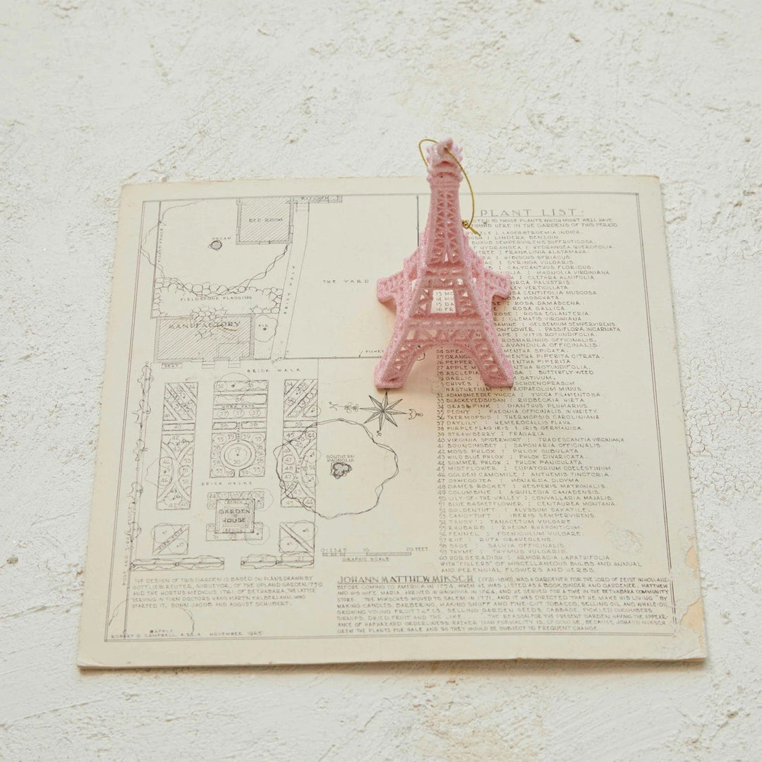 Creative Coop Holiday Ornaments Plastic Eiffel Tower Ornament w/ Glitter, Pink