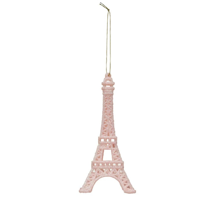 Creative Coop Holiday Ornaments Plastic Eiffel Tower Ornament w/ Glitter, Pink