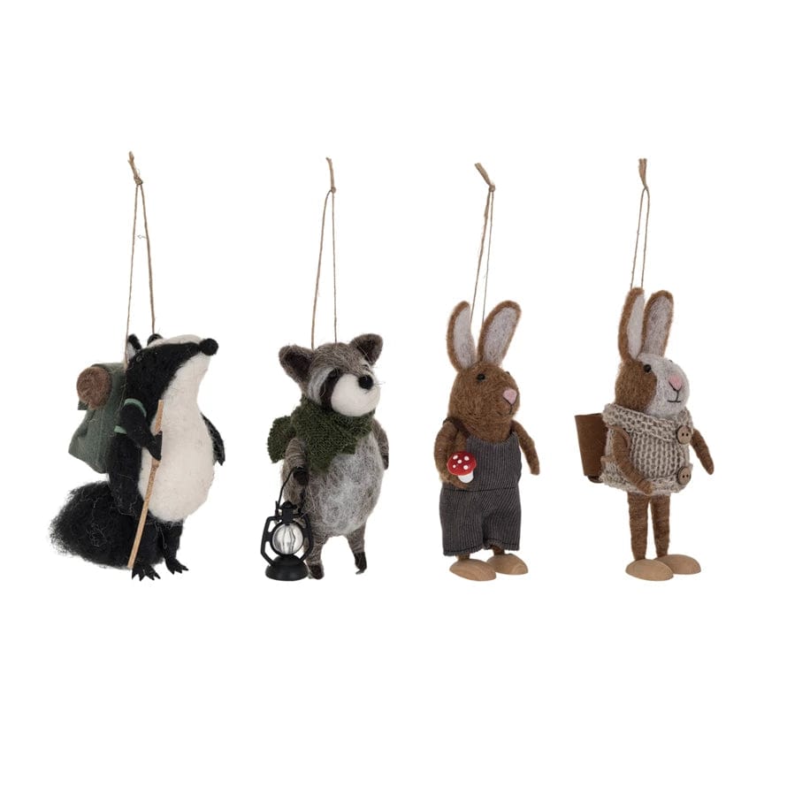 Creative Coop Holiday Ornaments Wool Felt Forest Animal Ornament