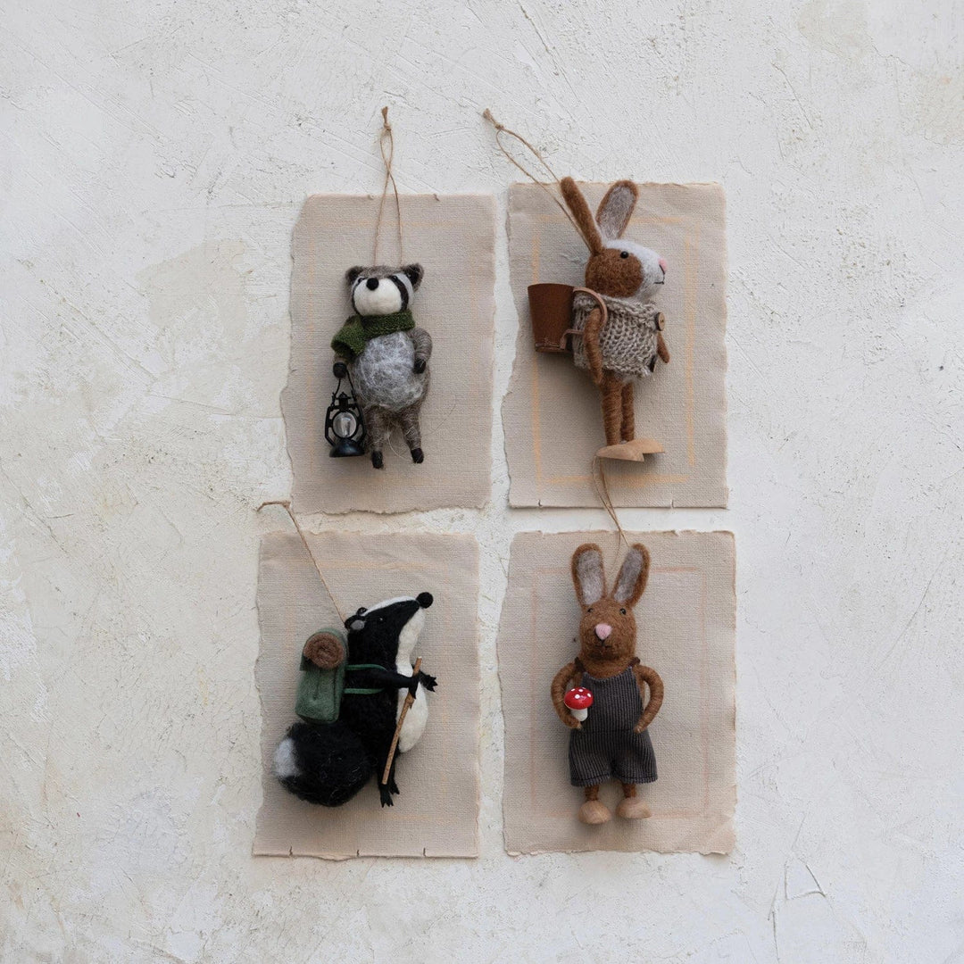 Creative Coop Holiday Ornaments Wool Felt Forest Animal Ornament