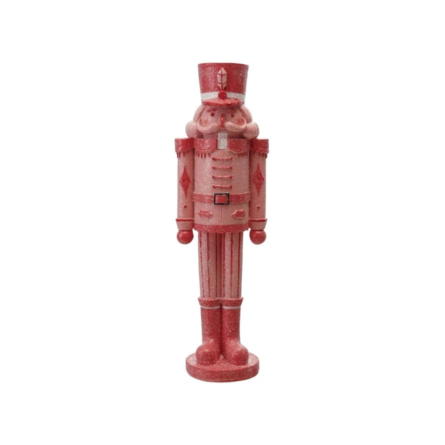 Creative Coop Holiday Resin Nutcracker, Pink & Red with Sugar