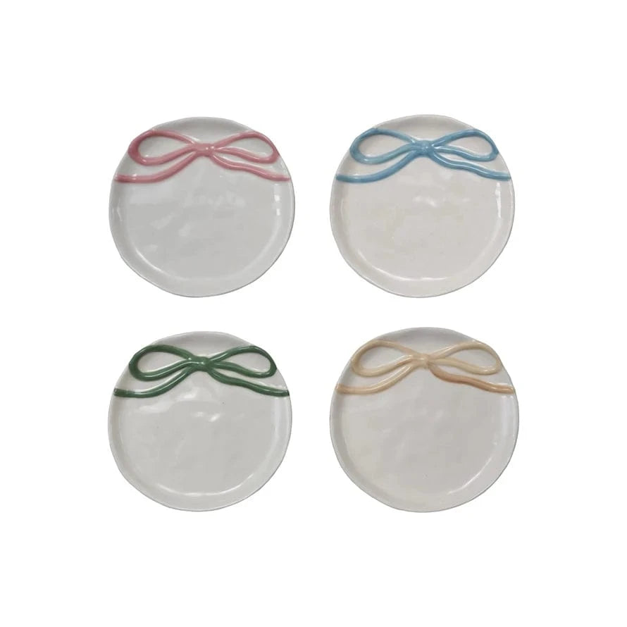 Creative Coop Holiday Round Stoneware Dish with Bow