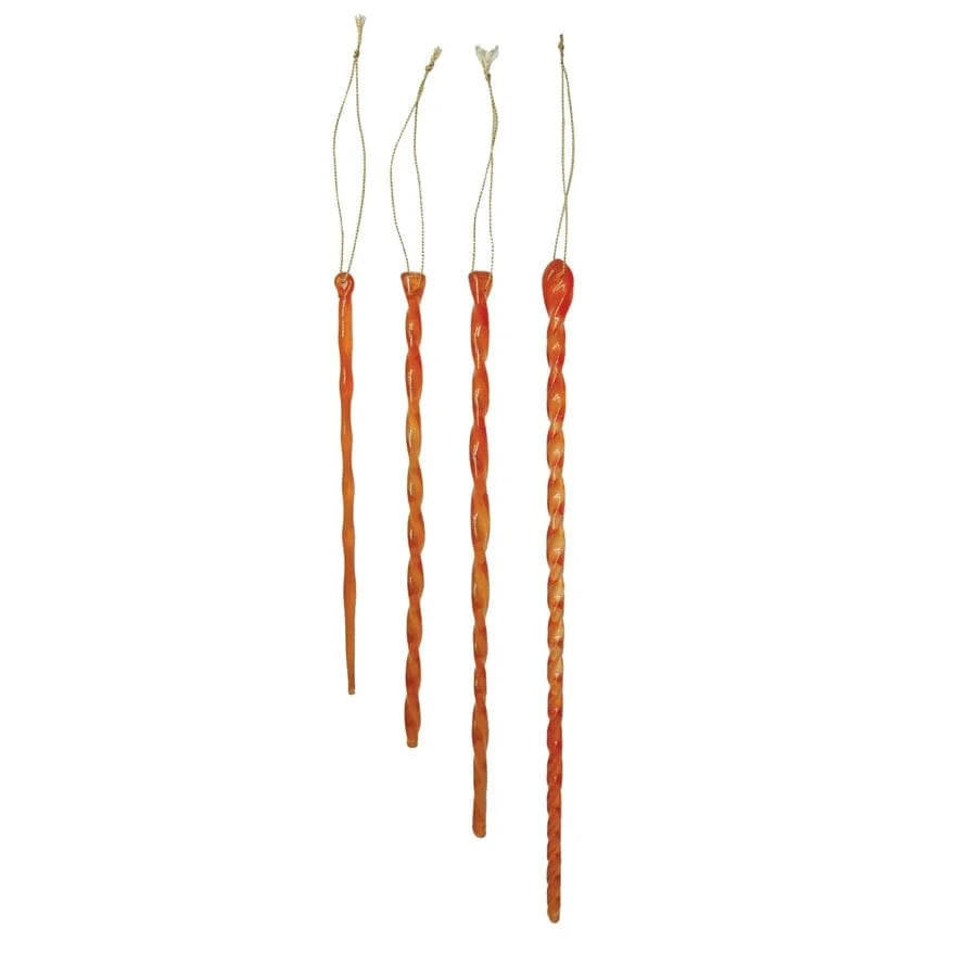Creative Coop Holiday Rust Handmade Glass Icicle Ornaments