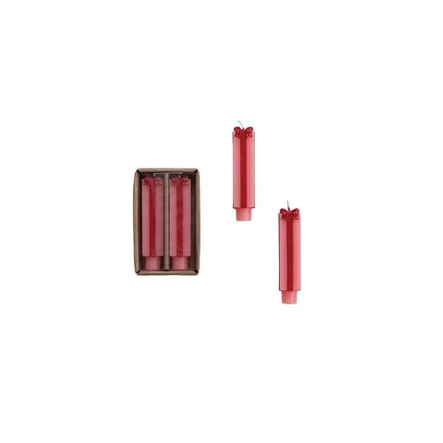Creative Coop Holiday Small Unscented Package Shaped Taper Candles, Pink & Red, Set of 2