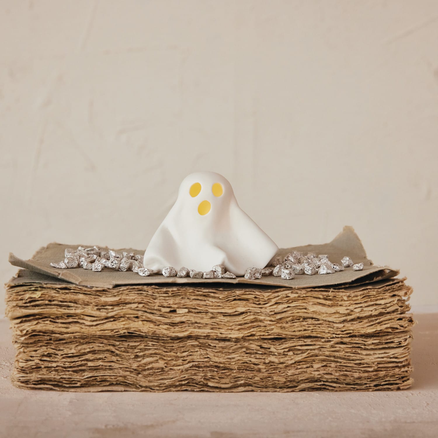 Creative Coop Holiday Stoneware Ghost with LED Light