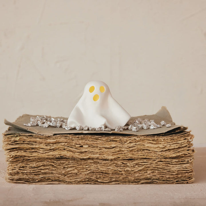 Creative Coop Holiday Stoneware Ghost with LED Light