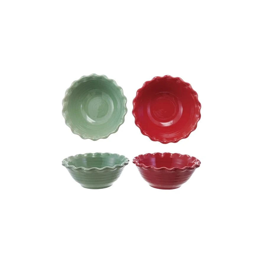 Creative Coop Holiday Stoneware Scalloped Bowl