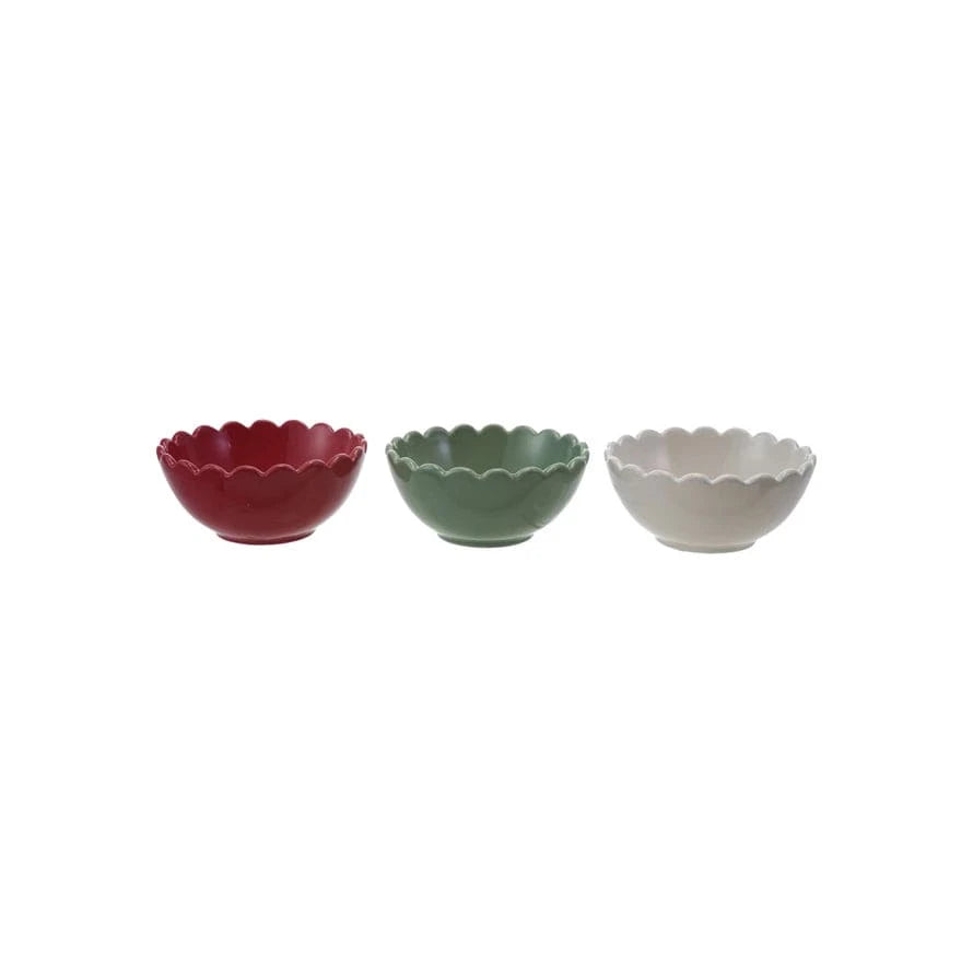 Creative Coop Holiday Stoneware Scalloped Bowl