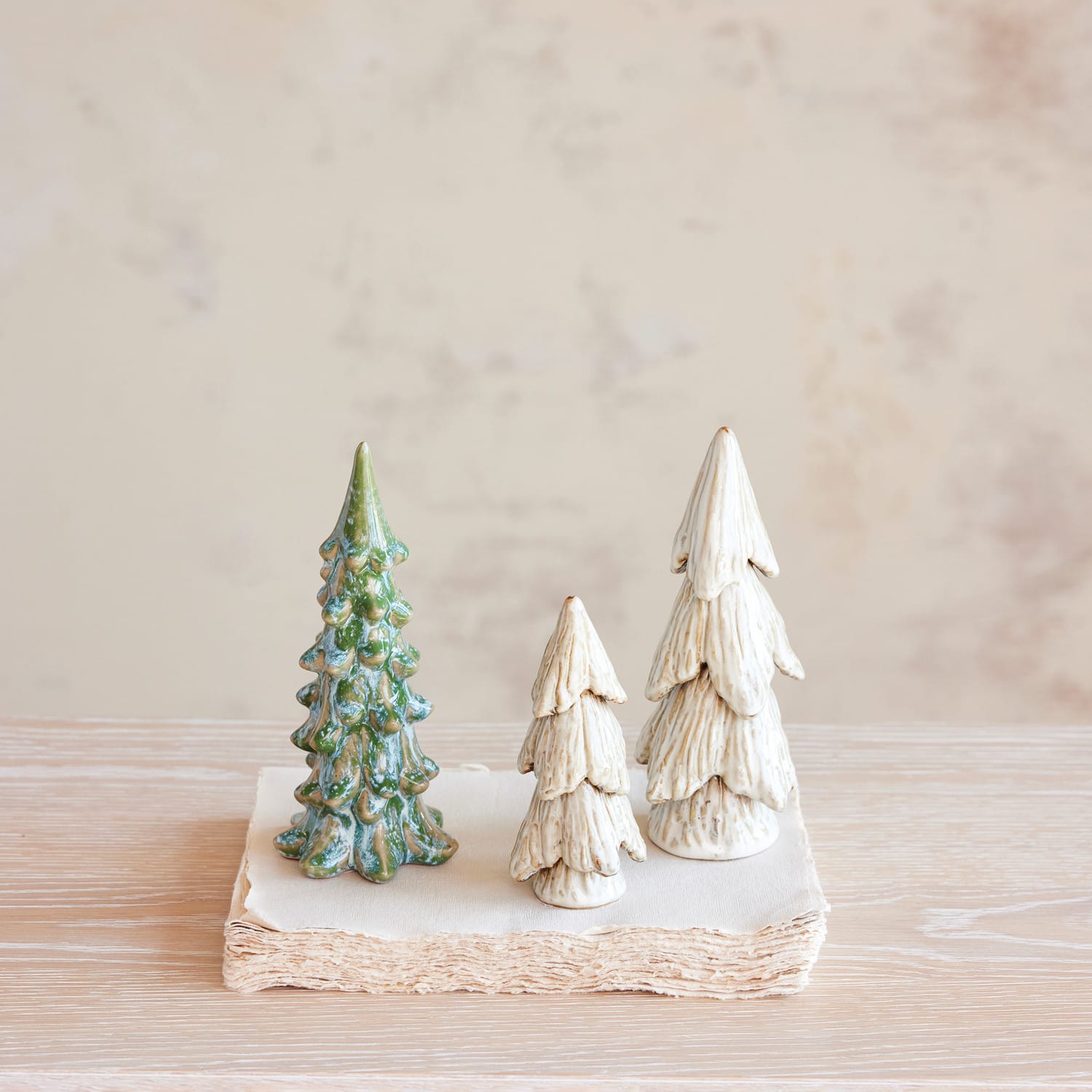 Creative Coop Holiday Stoneware Tree - Blue & Green