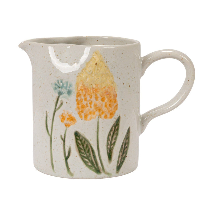 Creative Coop Home 10 oz. Hand-Painted Stoneware Creamer with Flowers