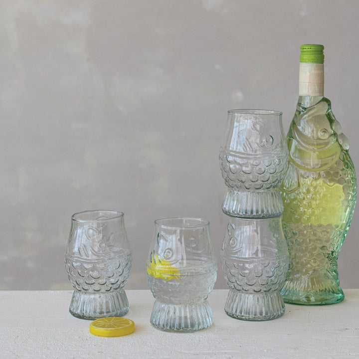 Creative Coop Home 12 oz. Pressed Glass Fish Shaped Drinking Glass