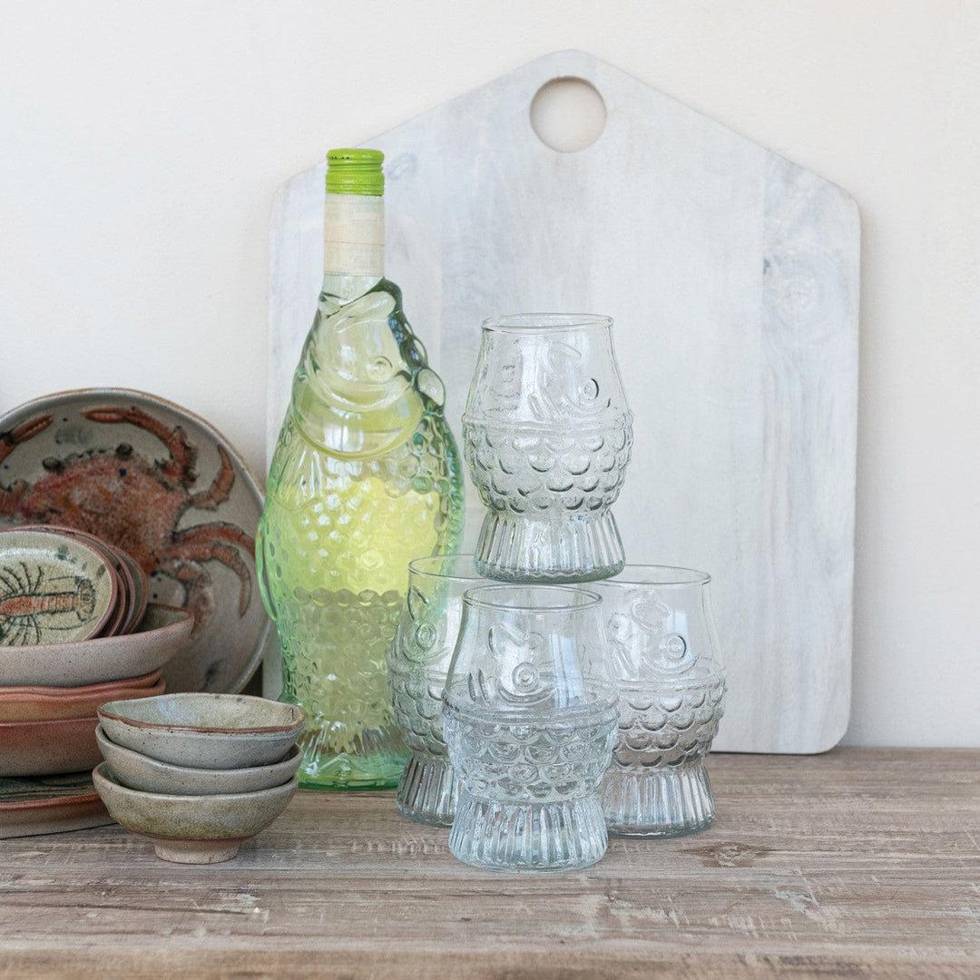 Creative Coop Home 12 oz. Pressed Glass Fish Shaped Drinking Glass