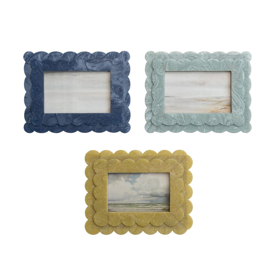 Creative Coop Home 2-Layer Scalloped Photo Frame, 3 Colors (4" x 6" Photo)