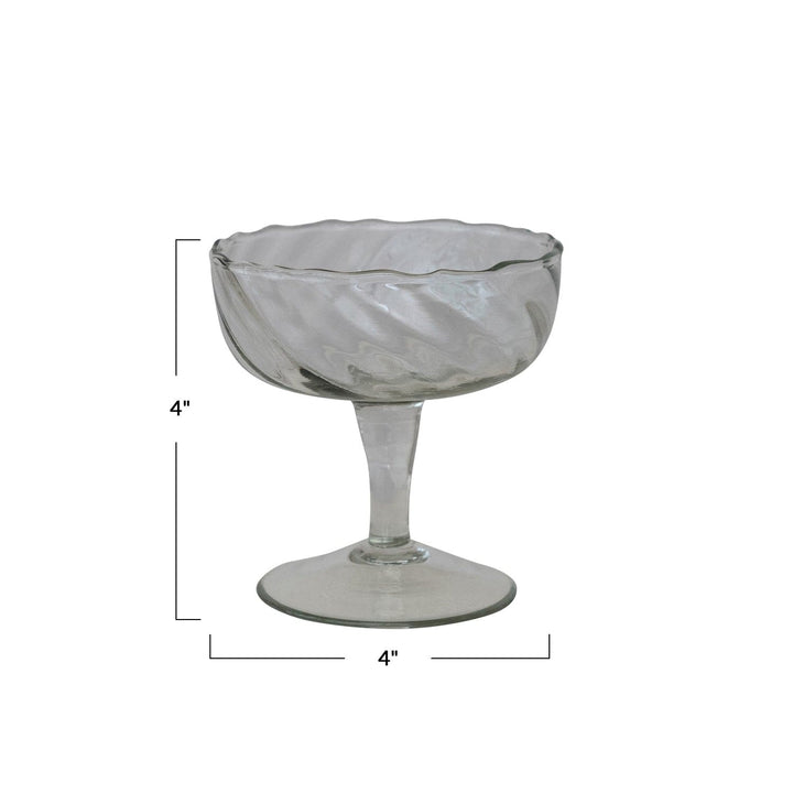 Creative Coop Home 6 oz. Hand-Blown Twisted Stemmed Coupe Glass (Each One Will Vary)